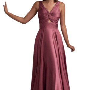 NWT Ladivine 7497 Soft Satin Prom Dress Mauve Rose Size 6